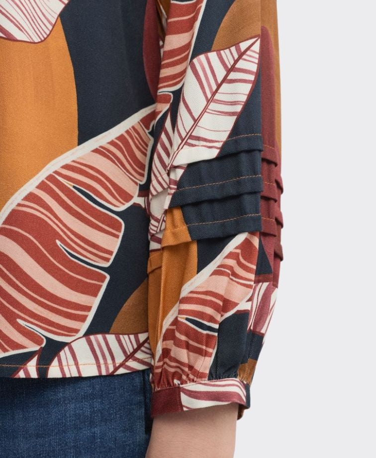 Yarra Trail Blouse Feather Stone Print - Feather Stone