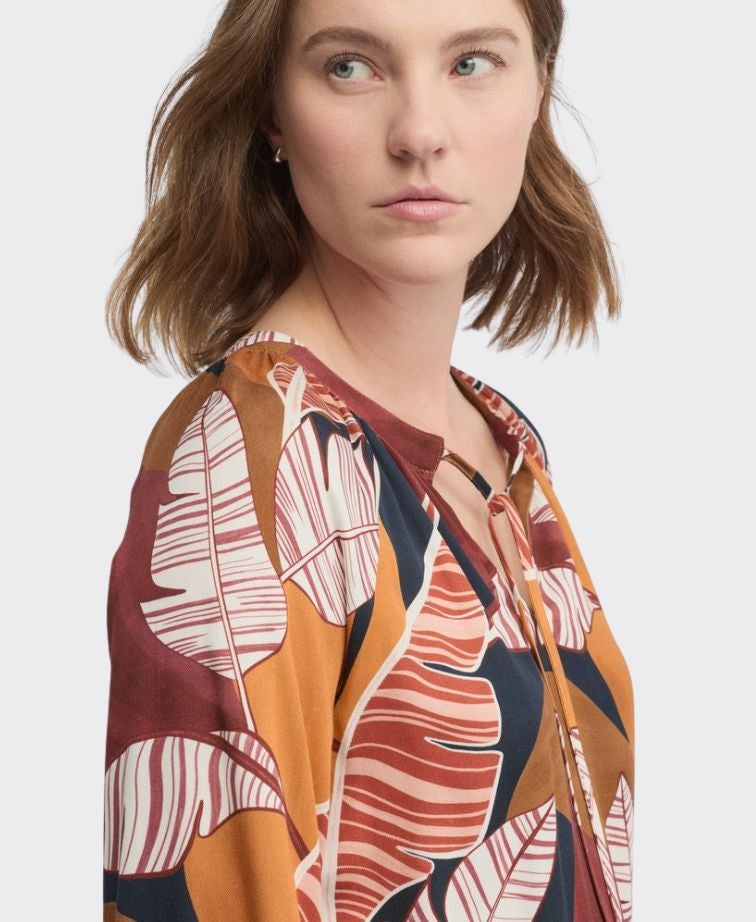 Yarra Trail Blouse Feather Stone Print - Feather Stone