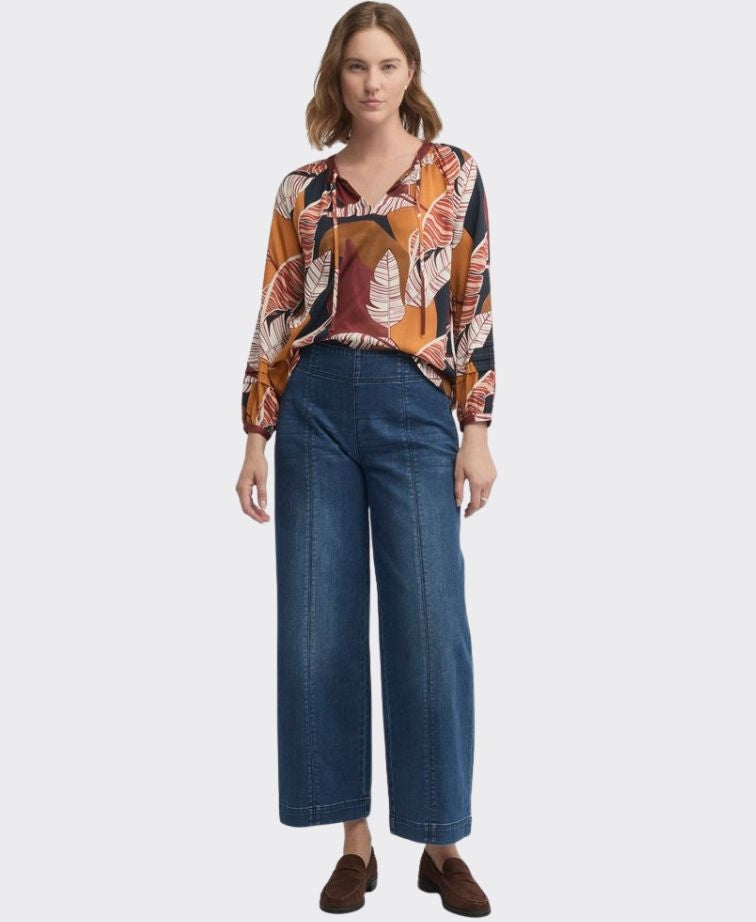 Yarra Trail Blouse Feather Stone Print - Feather Stone