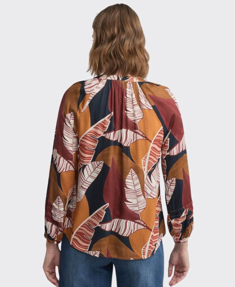 Yarra Trail Blouse Feather Stone Print - Feather Stone