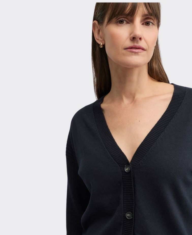 Yarra Trail Knit Cardi Cafe V-Neck - Navy