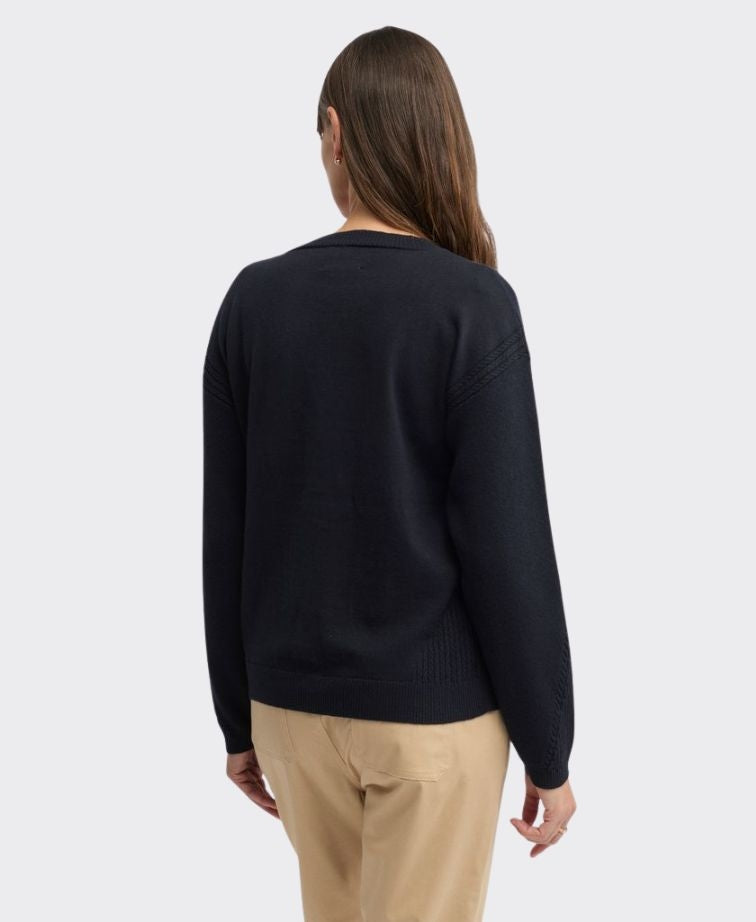 Yarra Trail Knit Cardi Cafe V-Neck - Navy