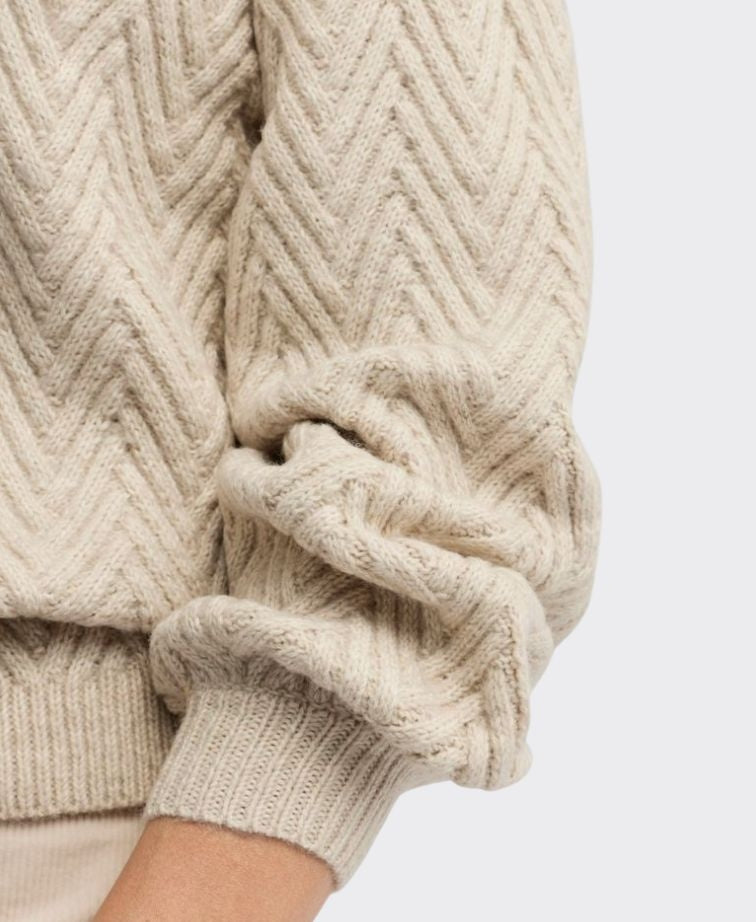 Yarra Trail Knit Hudson Raglan Zig Zag - Almond
