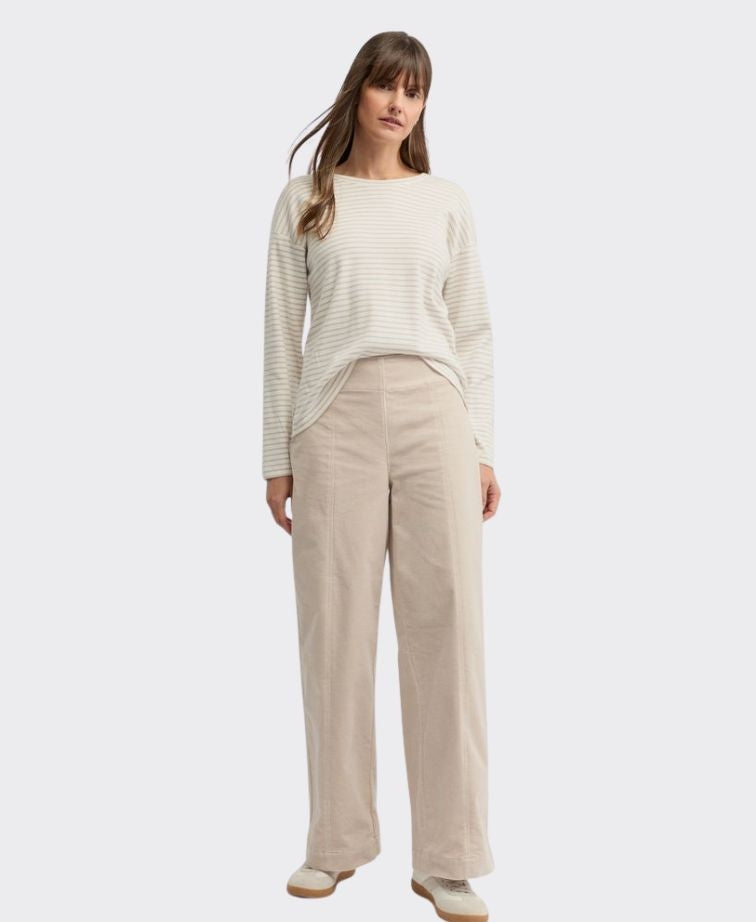 Yarra Trail Tee Division Stripe - Ecru/Almond