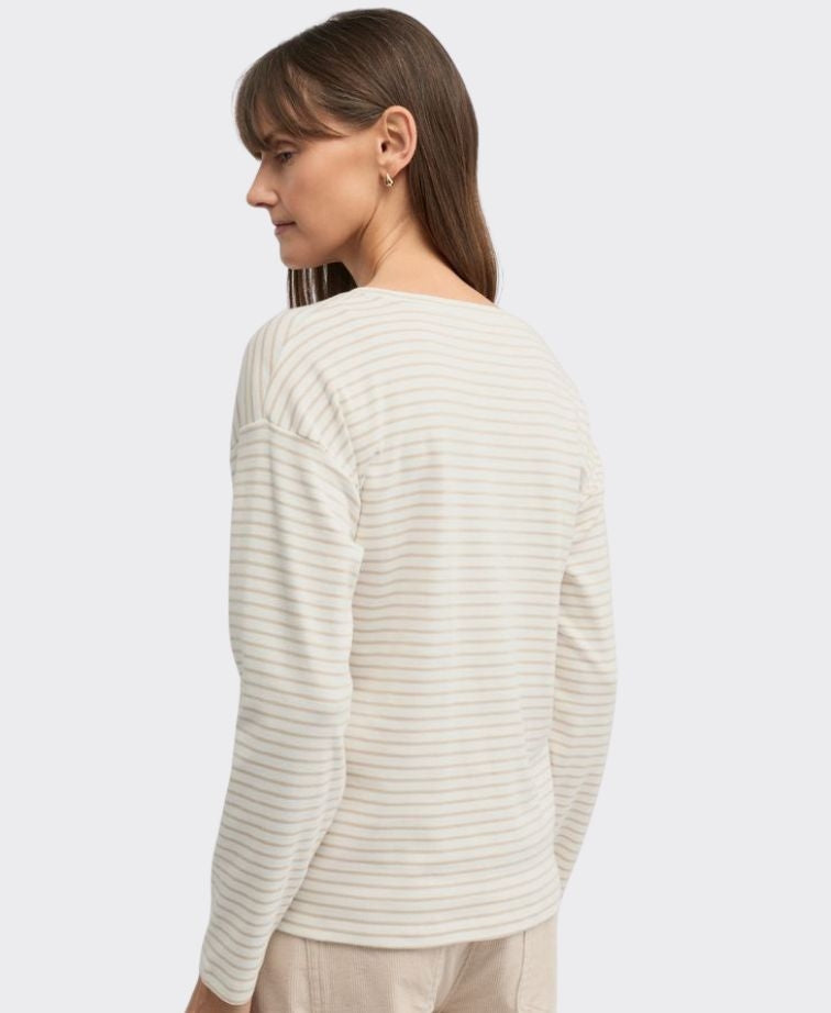 Yarra Trail Tee Division Stripe - Ecru/Almond