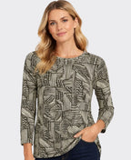 Yarra Trail Tee Pavement Print - Loden