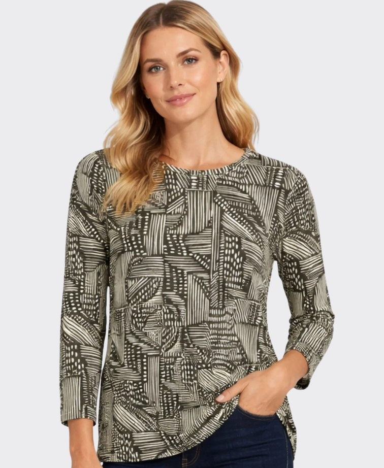 Yarra Trail Tee Pavement Print - Loden