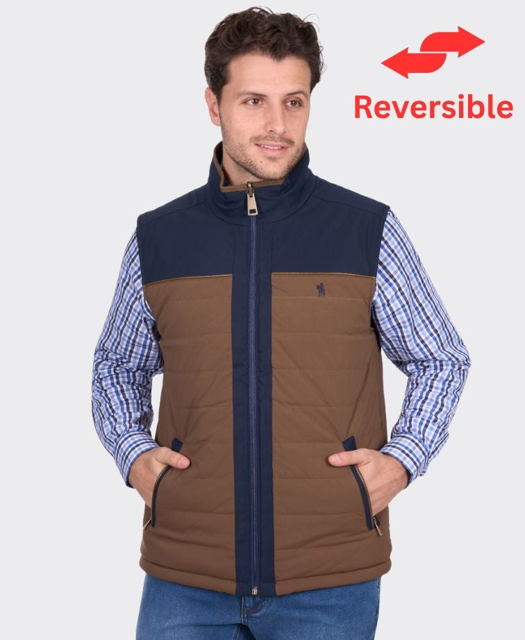 Thomas Cook Toby Reversible Vest - Navy/Tan