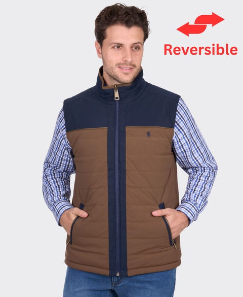 Thomas Cook Toby Reversible Vest - Navy/Tan