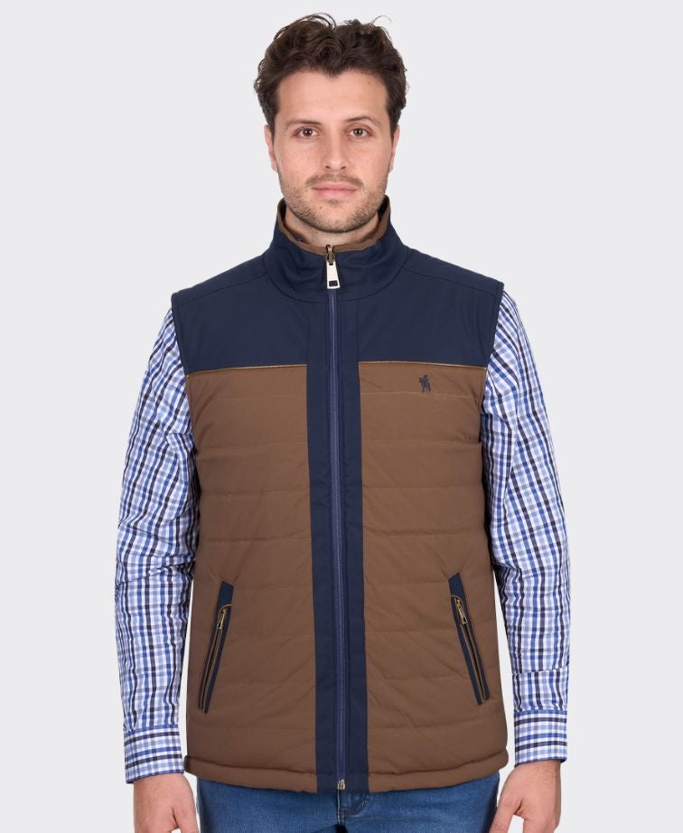 Thomas Cook Toby Reversible Vest - Navy/Tan