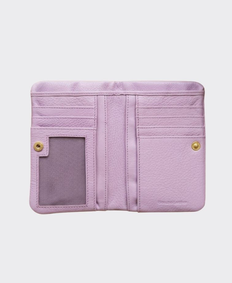 Second Nature Leather Wallet Medium External Zip - Foxglove