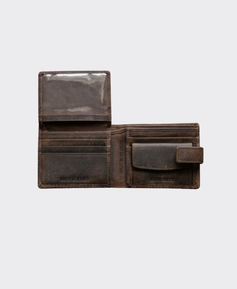 Bush Creek Buck Leather Billfold Wallet - Brown