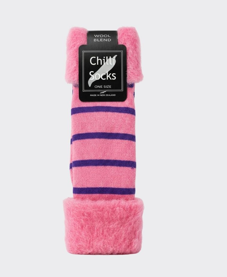 Chilli Socks Bedsocks Stripe - Lipstick/Purple