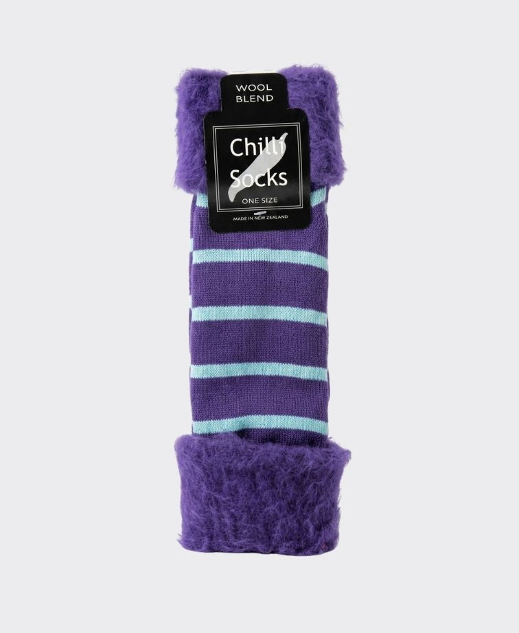 Chilli Socks Bedsocks Stripe - Purple/Aqua