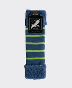Chilli Socks Bedsocks Stripe - Denim/Apple