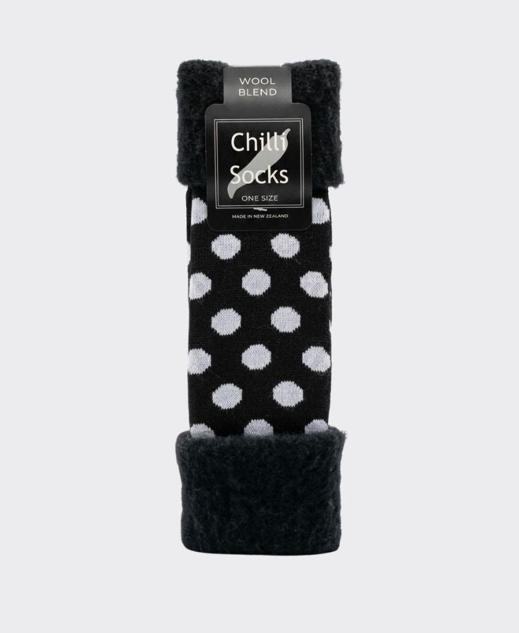 Chilli Socks Bedsocks Spots - Black/White