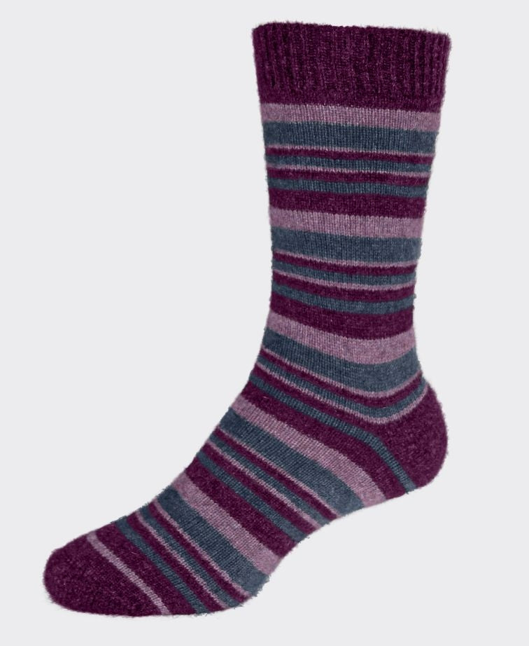 Noble Wilde Mini Striped Socks - Mauve Base
