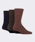 Gentle Grip Wool Walker Socks 3pr - Nvy/Brn/Forest