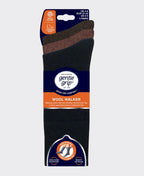 Gentle Grip Wool Walker Socks 3pr - Nvy/Brn/Forest