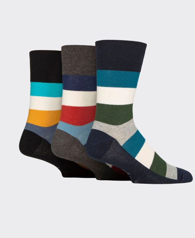 Gentle Grip Open Air Socks 3pr - Blk/Nvy/Char