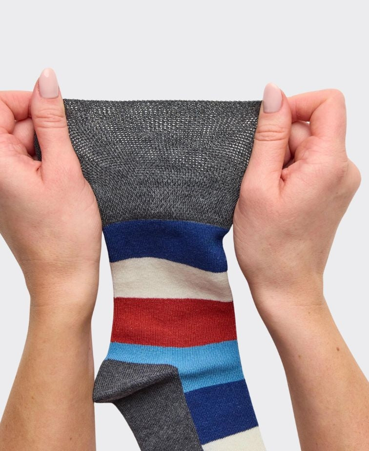 Gentle Grip Open Air Socks 3pr - Blk/Nvy/Char