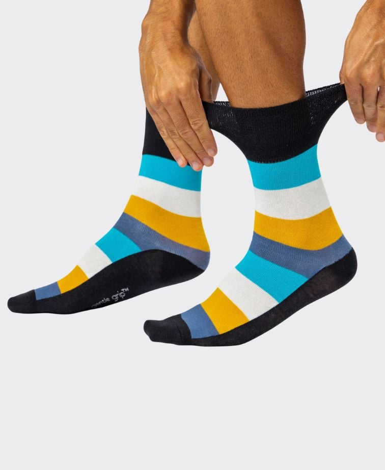 Gentle Grip Open Air Socks 3pr - Blk/Nvy/Char