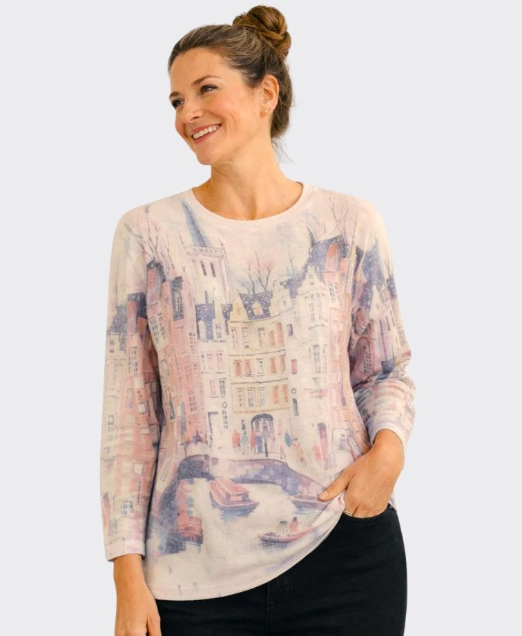 Bromley Knit Vikki Canal Printed Crew - Multi