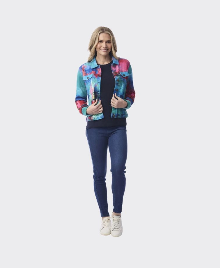 Orientique Jacket Biker Print - Sail Boats