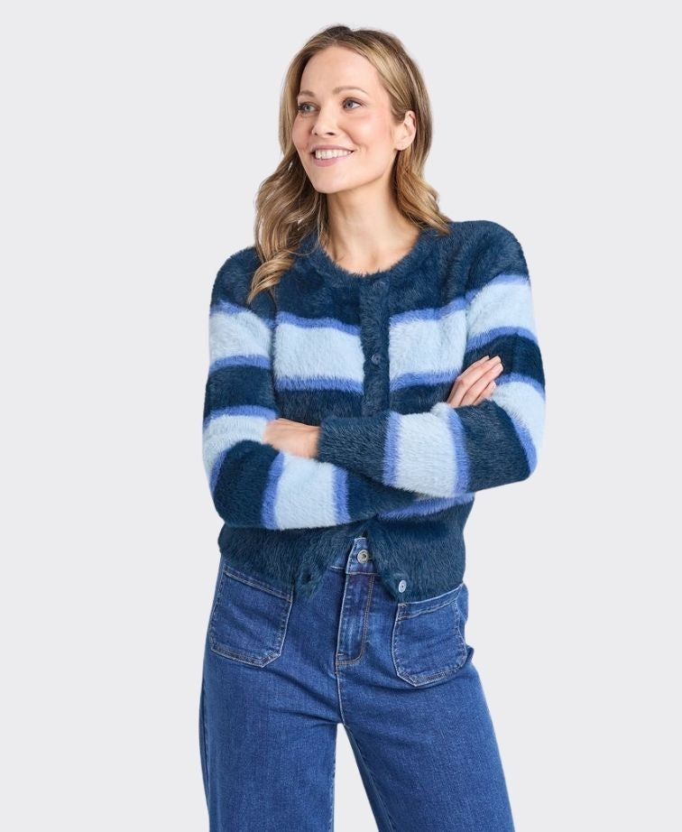 Elm Knit Cardigan Anna Ombre - Navy Ombre