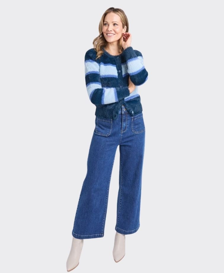 Elm Knit Cardigan Anna Ombre - Navy Ombre
