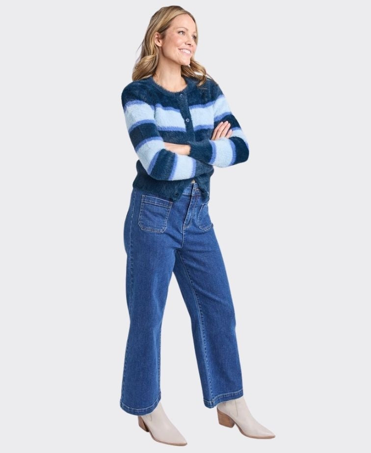Elm Knit Cardigan Anna Ombre - Navy Ombre