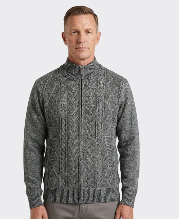 Sugar Kint Cable Full Zip - Charcoal