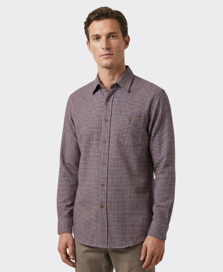 Vonnella Shirt L/S Houndstooth - Burgundy