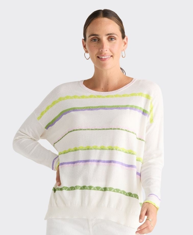 Zaket & Plover Top Knit Lace Pop - White