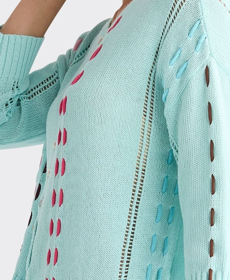 Zaket & Plover Top Knit Thread Detail - Sea Mist
