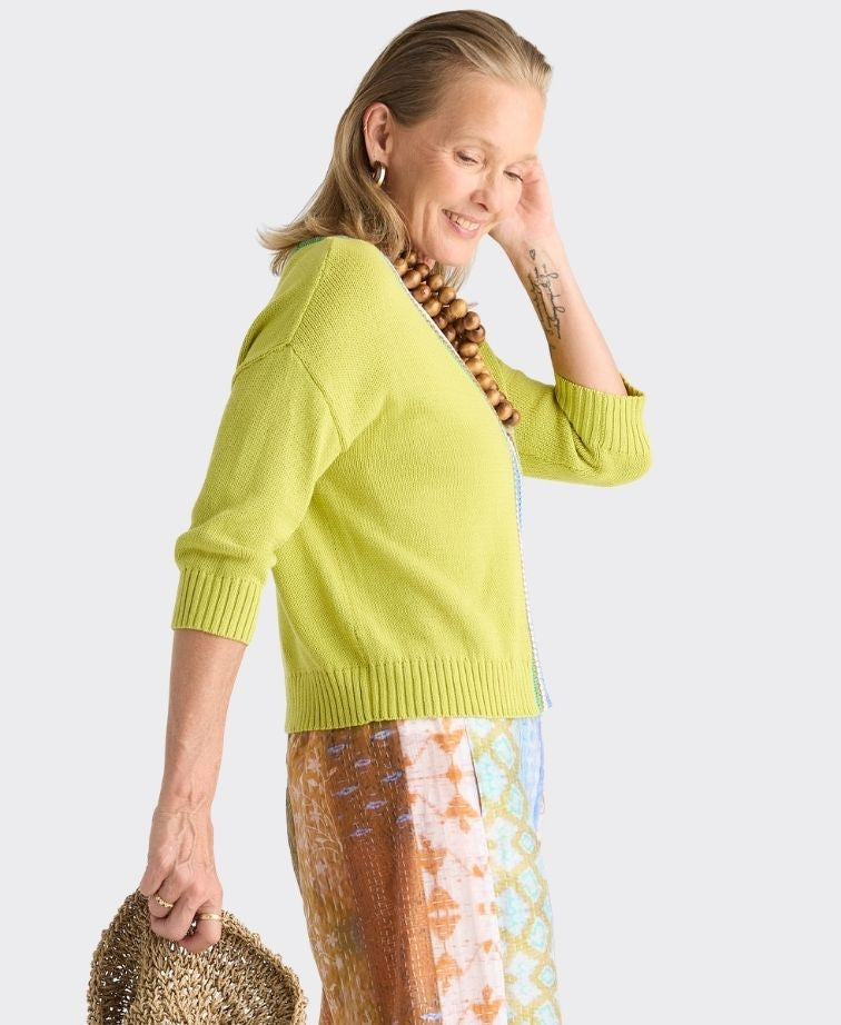 Zaket & Plover Cardi Crochet Trim - Green Glow