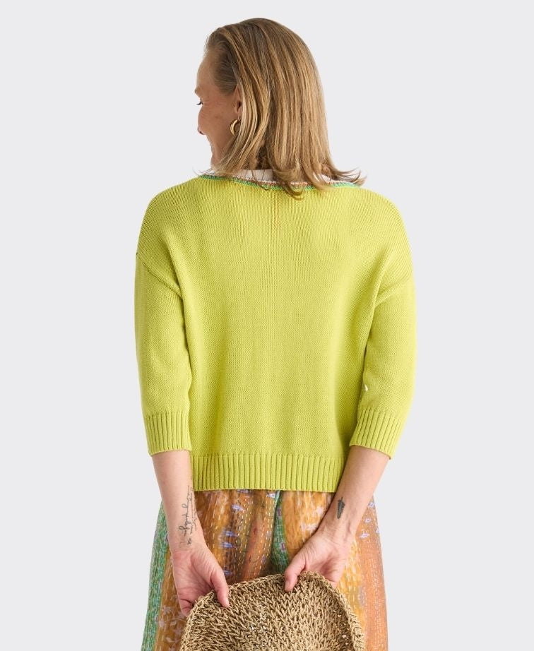 Zaket & Plover Cardi Crochet Trim - Green Glow