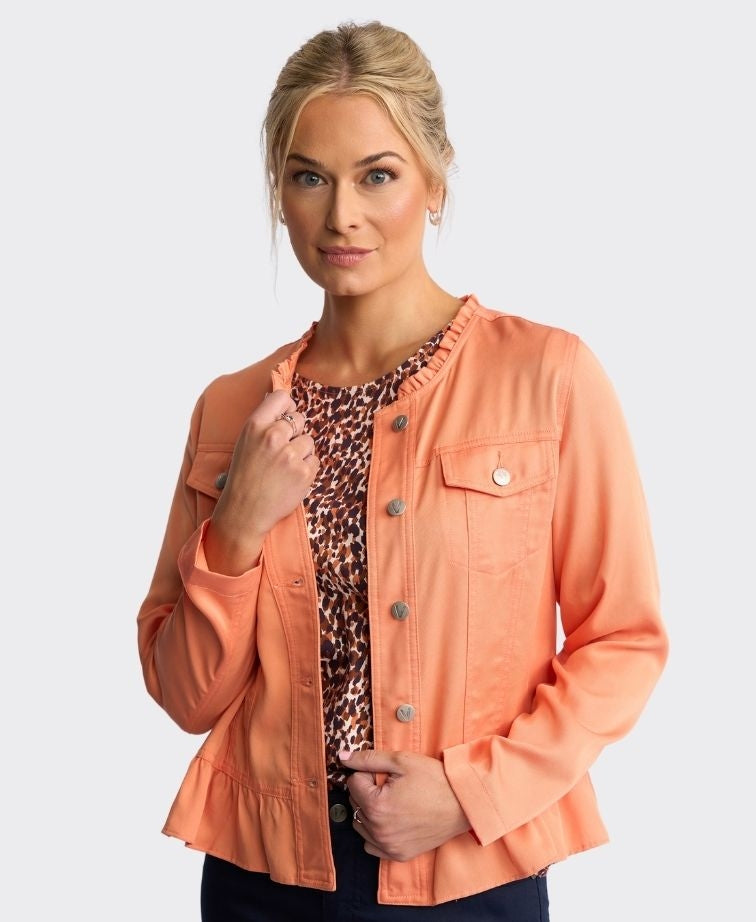 Vassalli Jacket Sawyer Button Up Frill Hem - Apricot