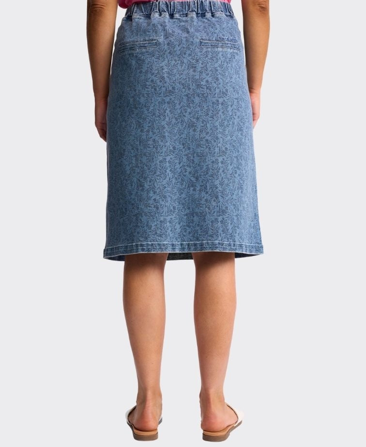 Vassalli Skirt Terra Flat Front Pull On Denim - Wisteria Denim
