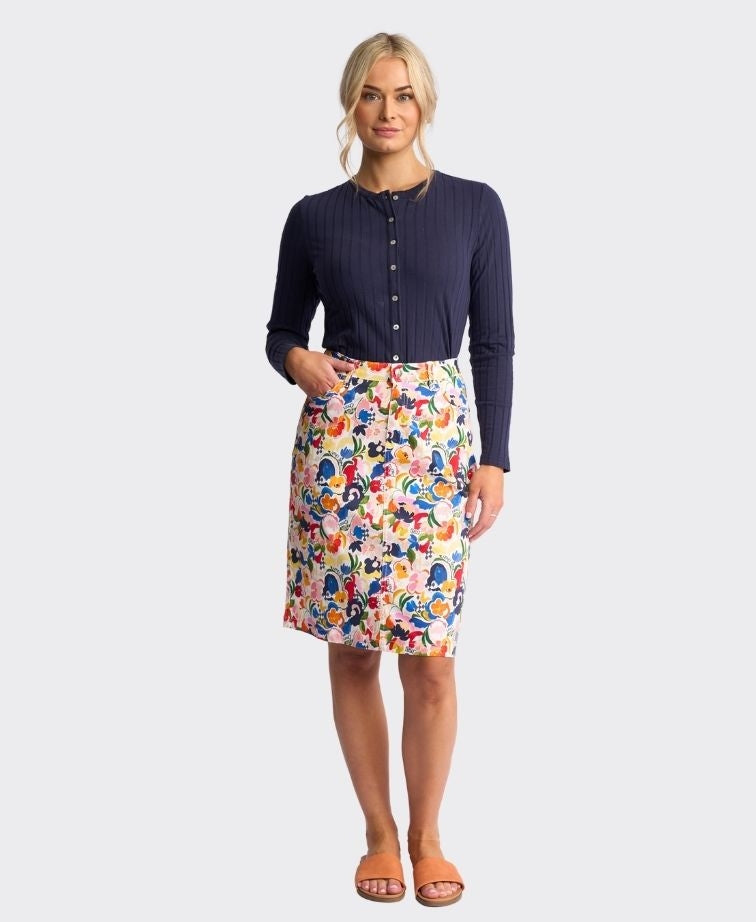 Vassalli Skirt Poppy Lightweight Printed - Mon Cheri