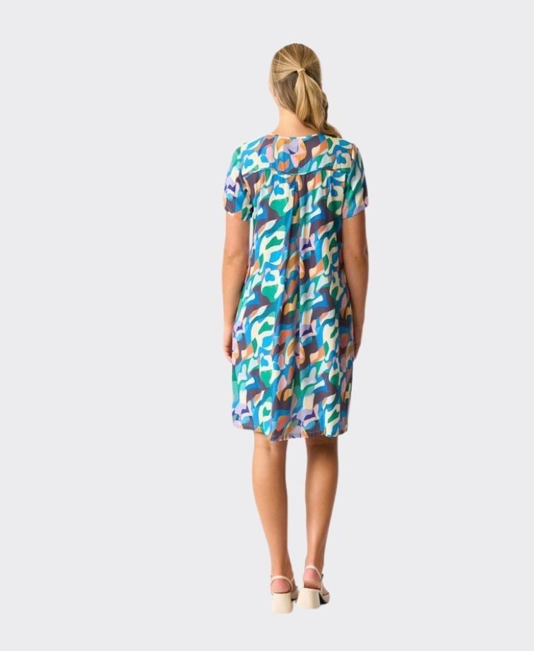 Foil Dress S/S Swing Back - Fantasy