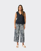 Foil Trousers Wide Leg Cropped Linen - Outline