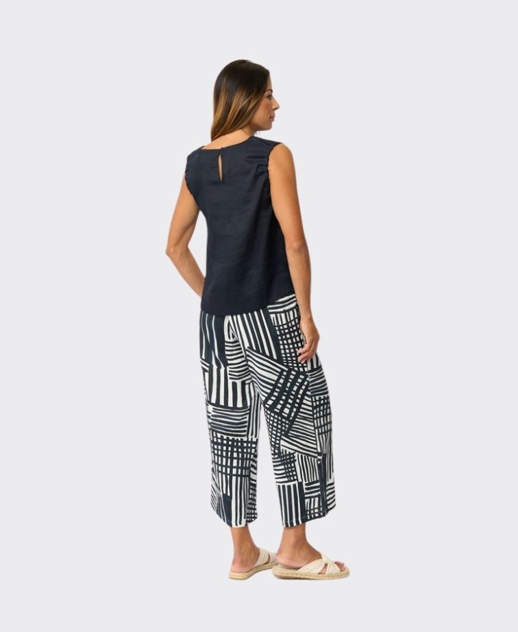 Foil Trousers Wide Leg Cropped Linen - Outline
