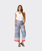 Foil Trousers Wide Leg Cropped Linen - Tiled