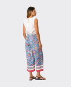 Foil Trousers Wide Leg Cropped Linen - Tiled