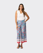 Foil Trousers Wide Leg Cropped Linen - Tiled