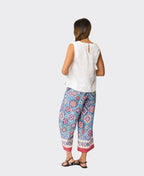 Foil Trousers Wide Leg Cropped Linen - Tiled