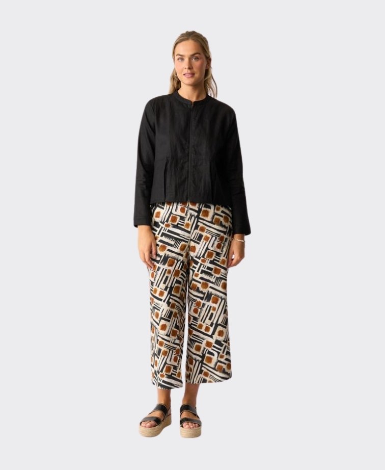 Foil Trousers Wide Leg Cropped Linen - Toffee Maze