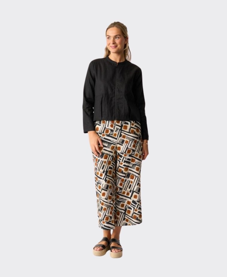 Foil Trousers Wide Leg Cropped Linen - Toffee Maze