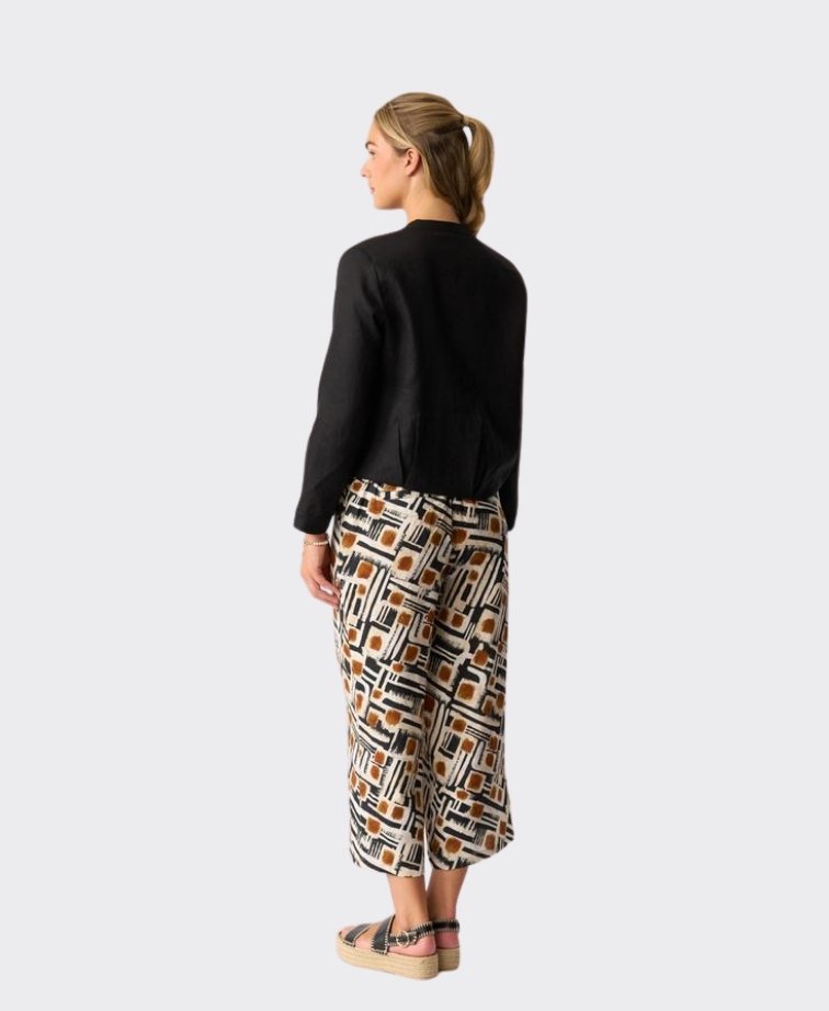 Foil Trousers Wide Leg Cropped Linen - Toffee Maze